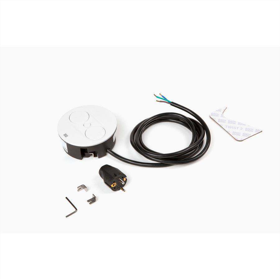 BACHMANN TWIST 2 1xCEE7/3 1xUSB A/C 22W 2.0m AEH RAL9010 30GE round