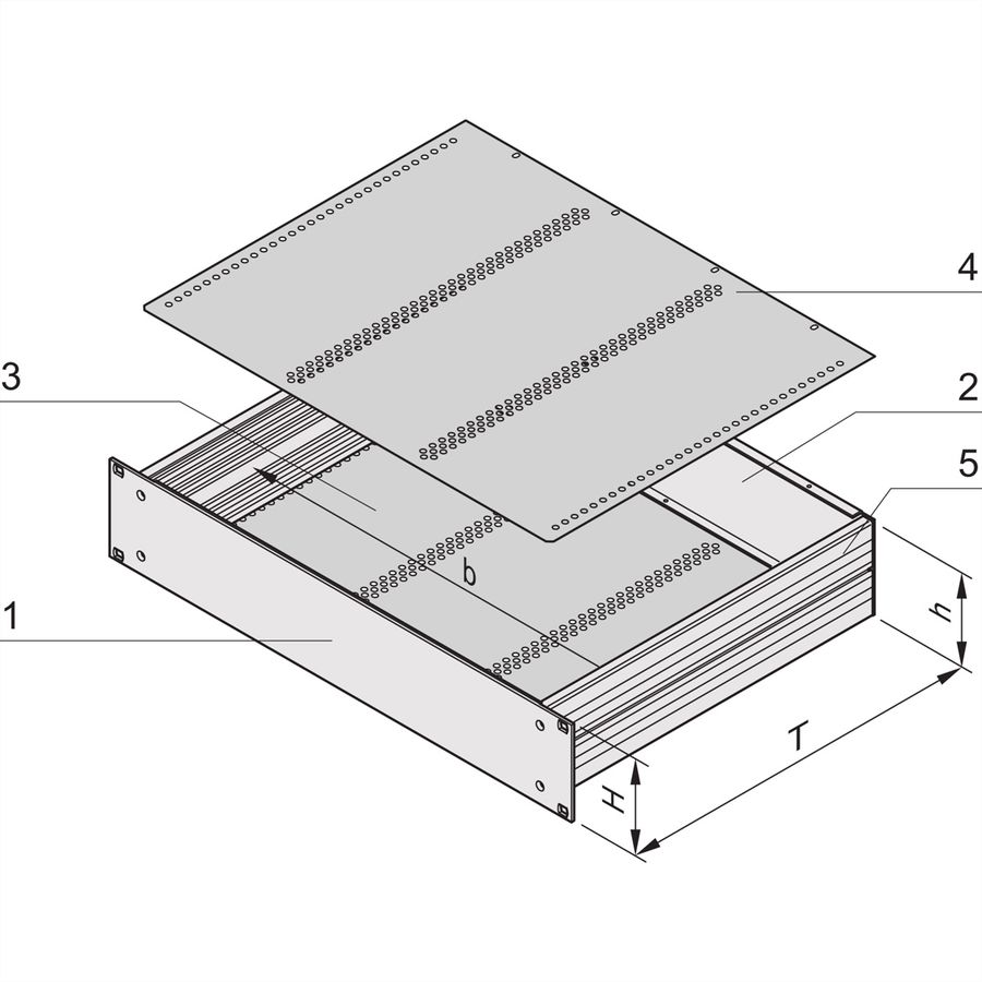 SCHROFF MultipacPRO 19" Chassis, Aluminum, for Eurocards Assembly, 1 U, 220 mm