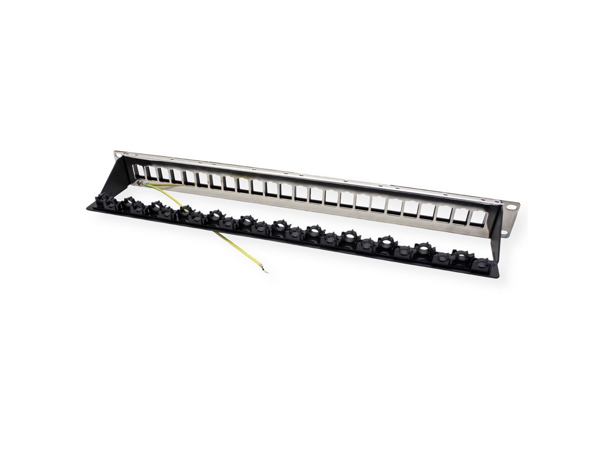 ROLINE 19" keystone module rack, leeg, 24P. afgeschermd , Clip bevestiging, zwart