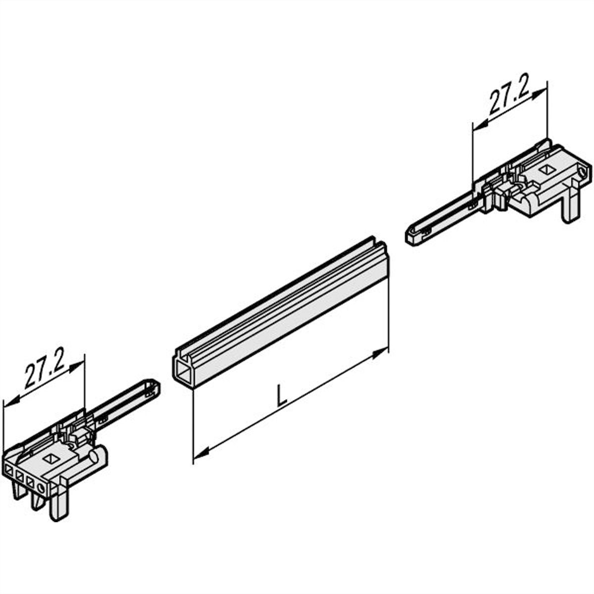 SCHROFF Guide Rail Multi Piece, Mid-Piece, Aluminium Extrusion, 160 mm, 2.5 mm Groove Width, Silver, 10 Pieces