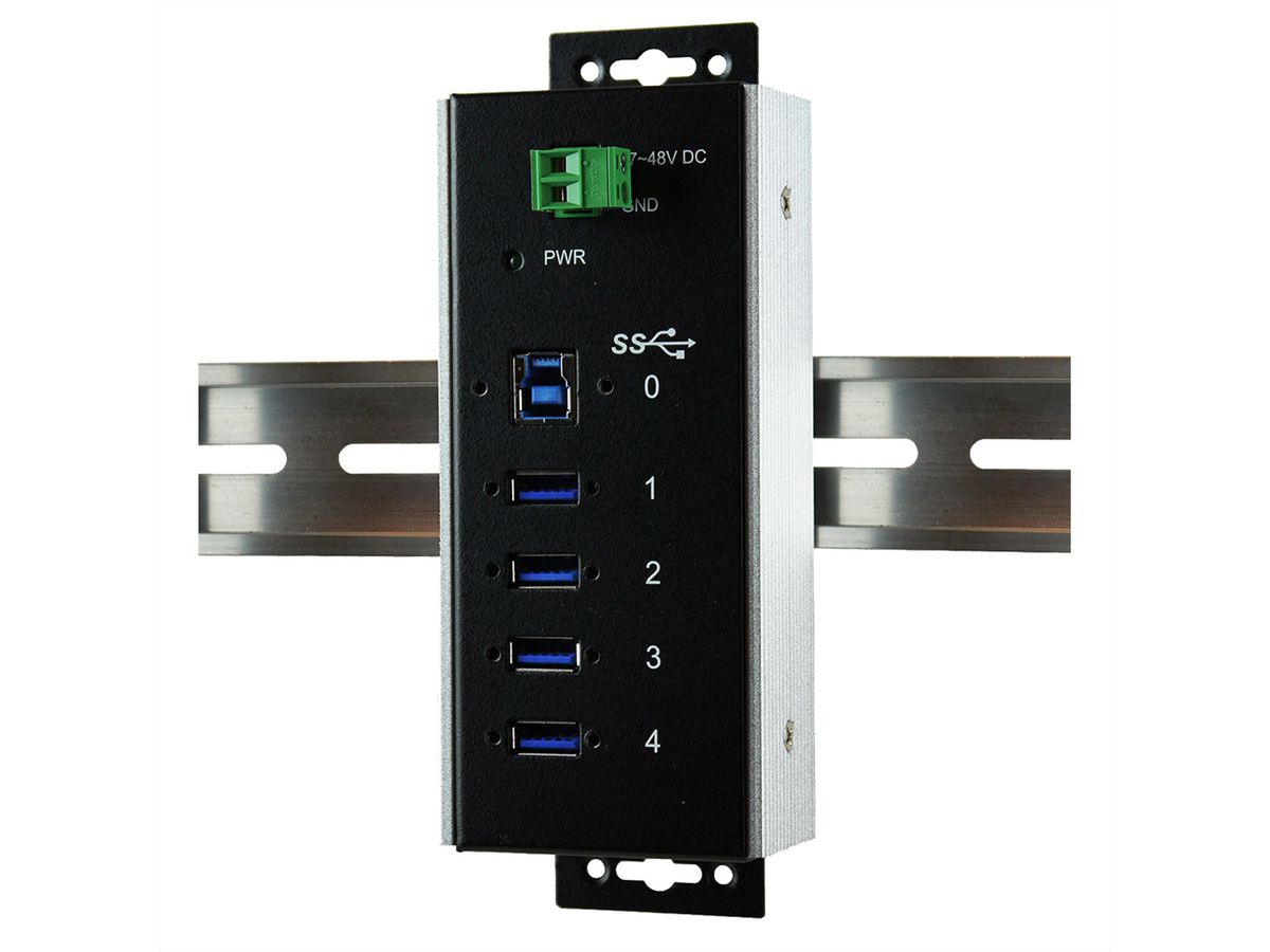 EXSYS EX-1185HMVS-WT USB3.0 Metall Hub 4 Ports Din Rail Temperaturber. -40°C bis 85°C