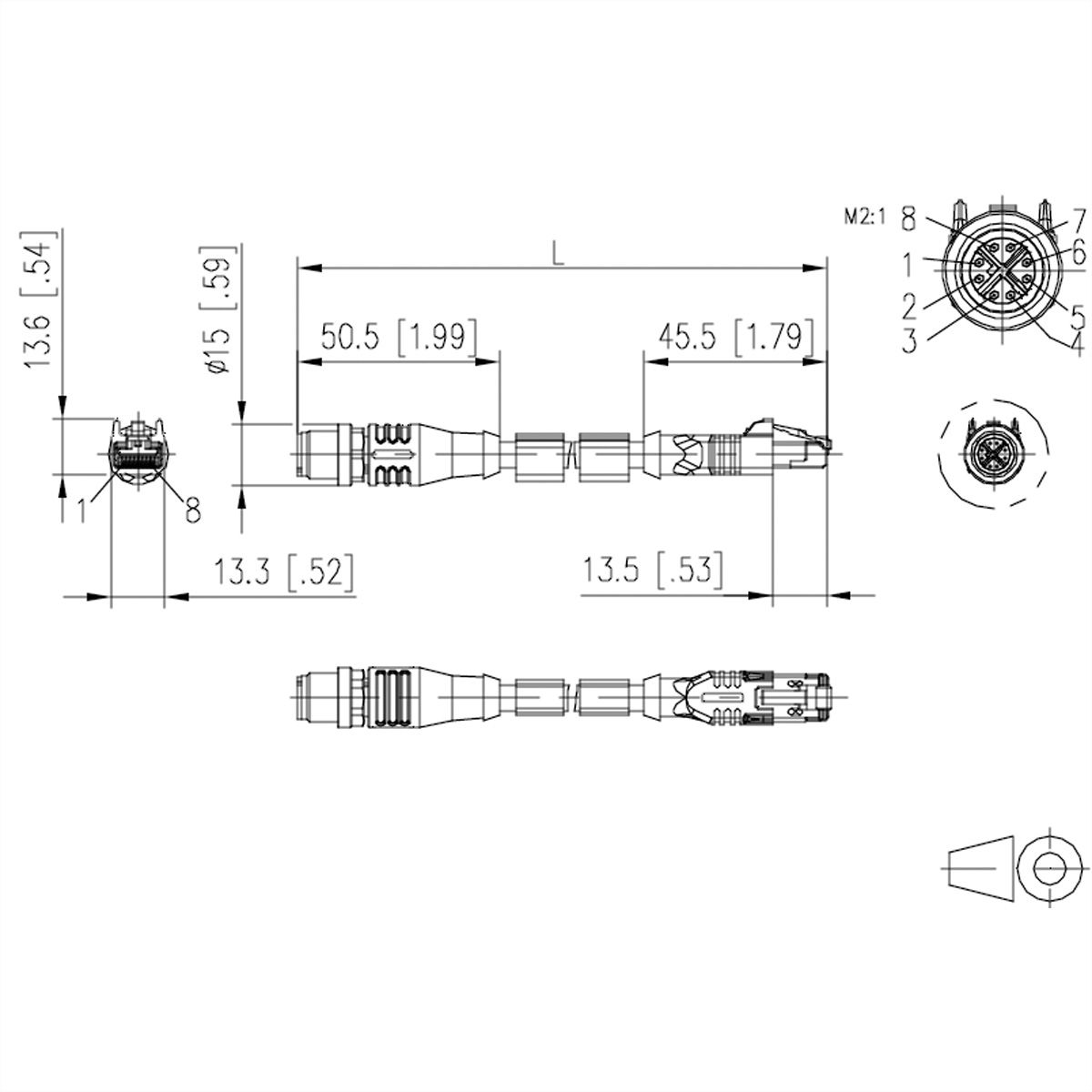 METZ CONNECT Verbindungsleitung M12 ST-RJ45 ST, 8-pol X-kodiert, gerade-gerade, 5 m