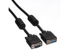 ROLINE SVGA Cable + Ferrite, HD15, M/F, 6 m