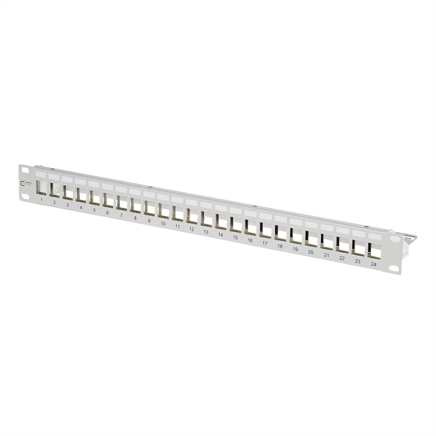 METZ CONNECT Keystone 19-Zoll Modulträger 1HE, 24 Port grau unbestückt, geschirmt