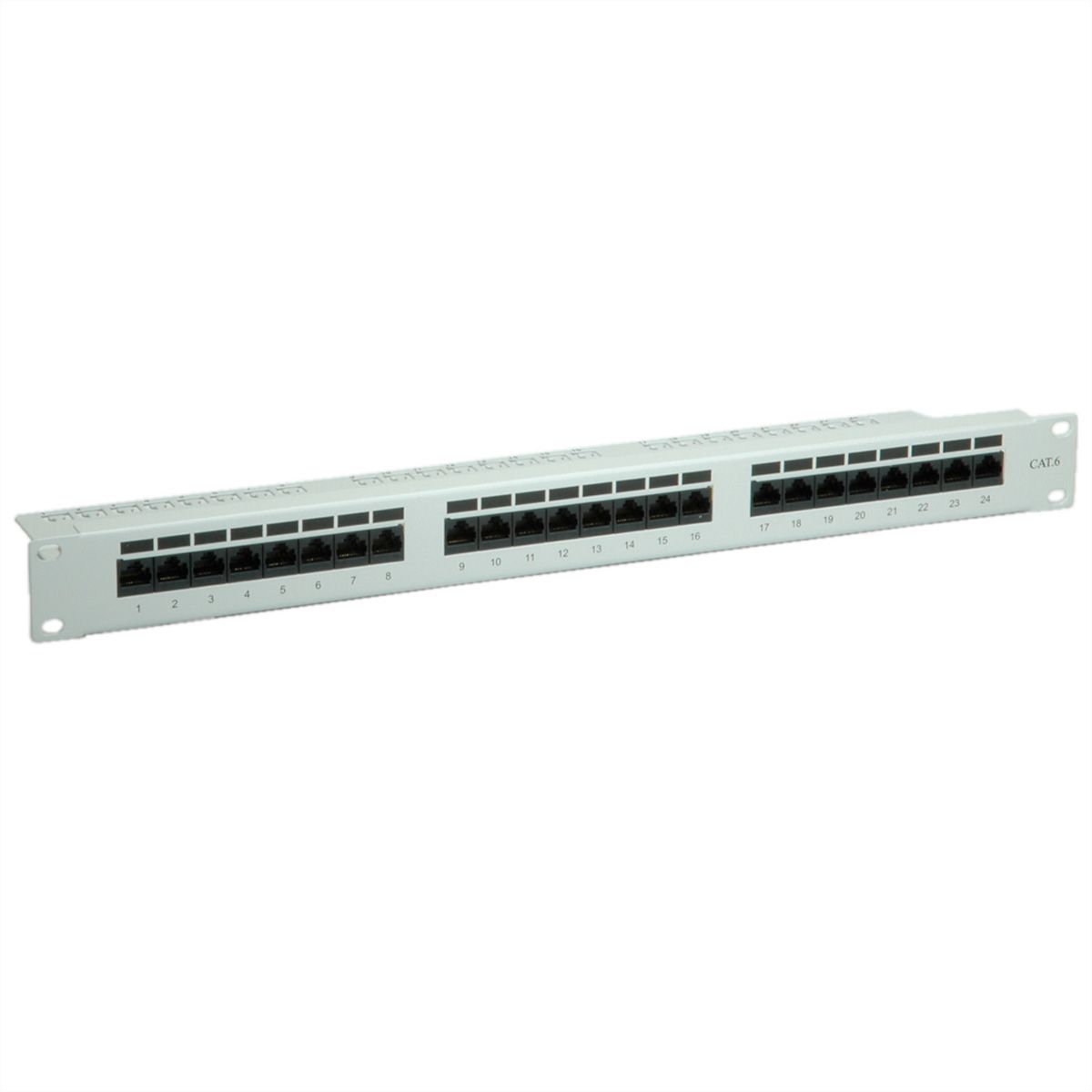 VALUE Cat.6 (Class E) 19" Patch Panel, 24 Ports, UTP, grey
