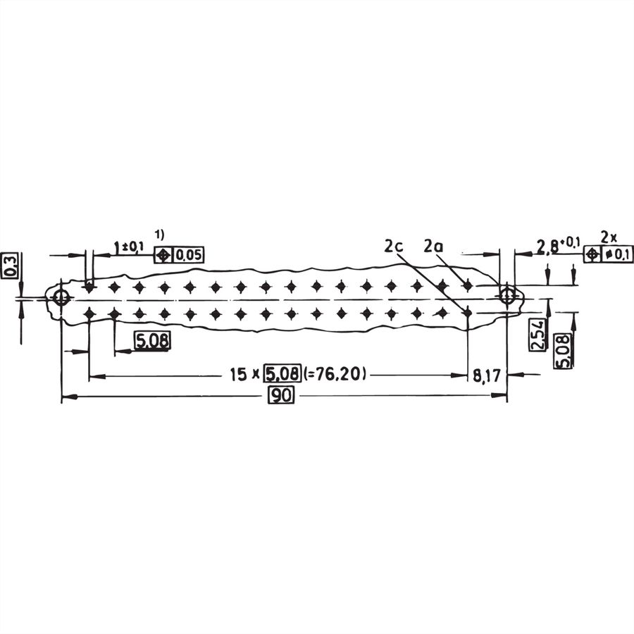 SCHROFF Type D, EN 60603, DIN 41612, vrouwelijk, 32 contacten, soldeerogen, 5,5 mm