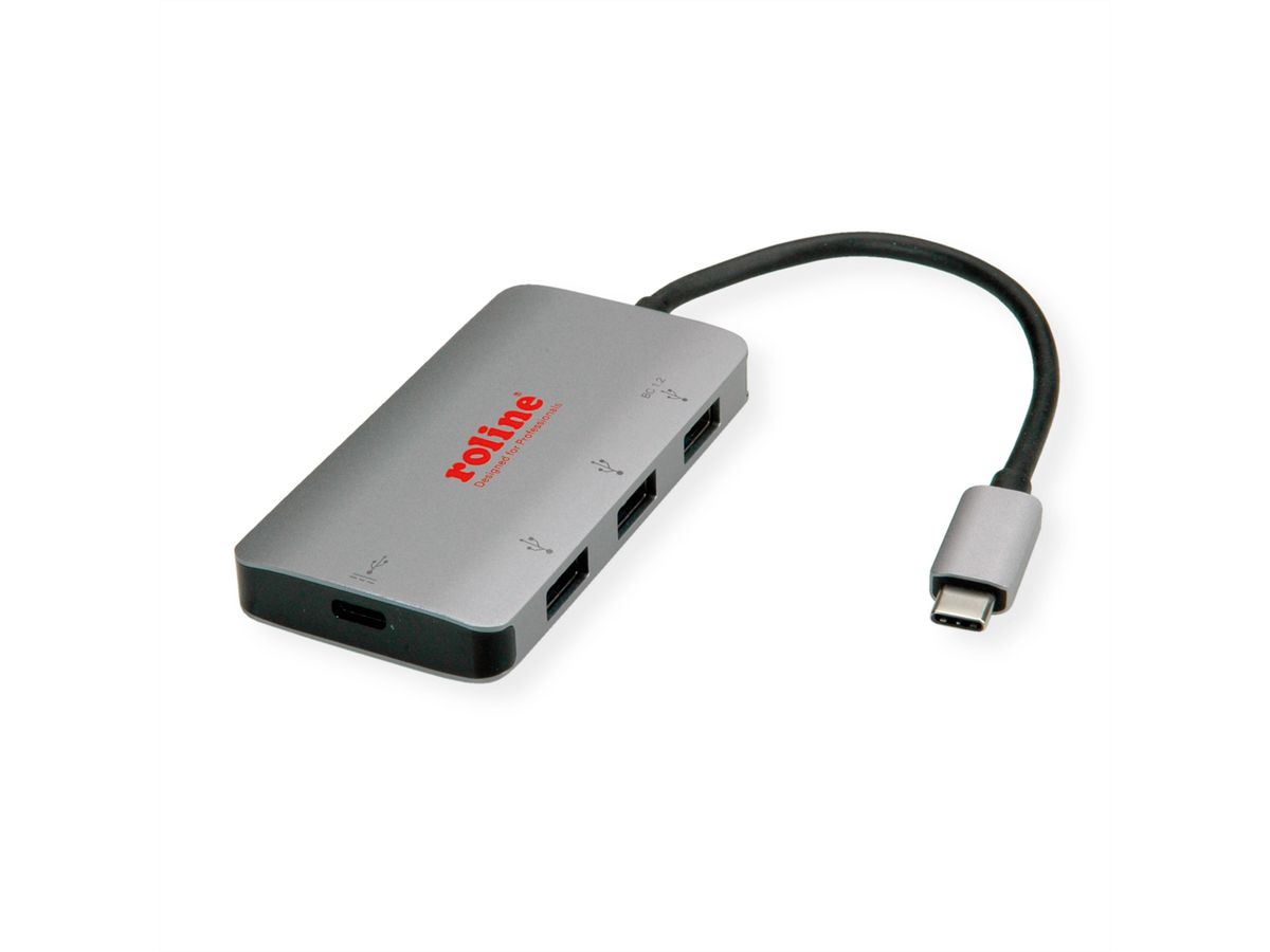 ROLINE USB 3.2 Gen 1 Hub, 3-voudig, Type C aansluitkabel (PD+Data)