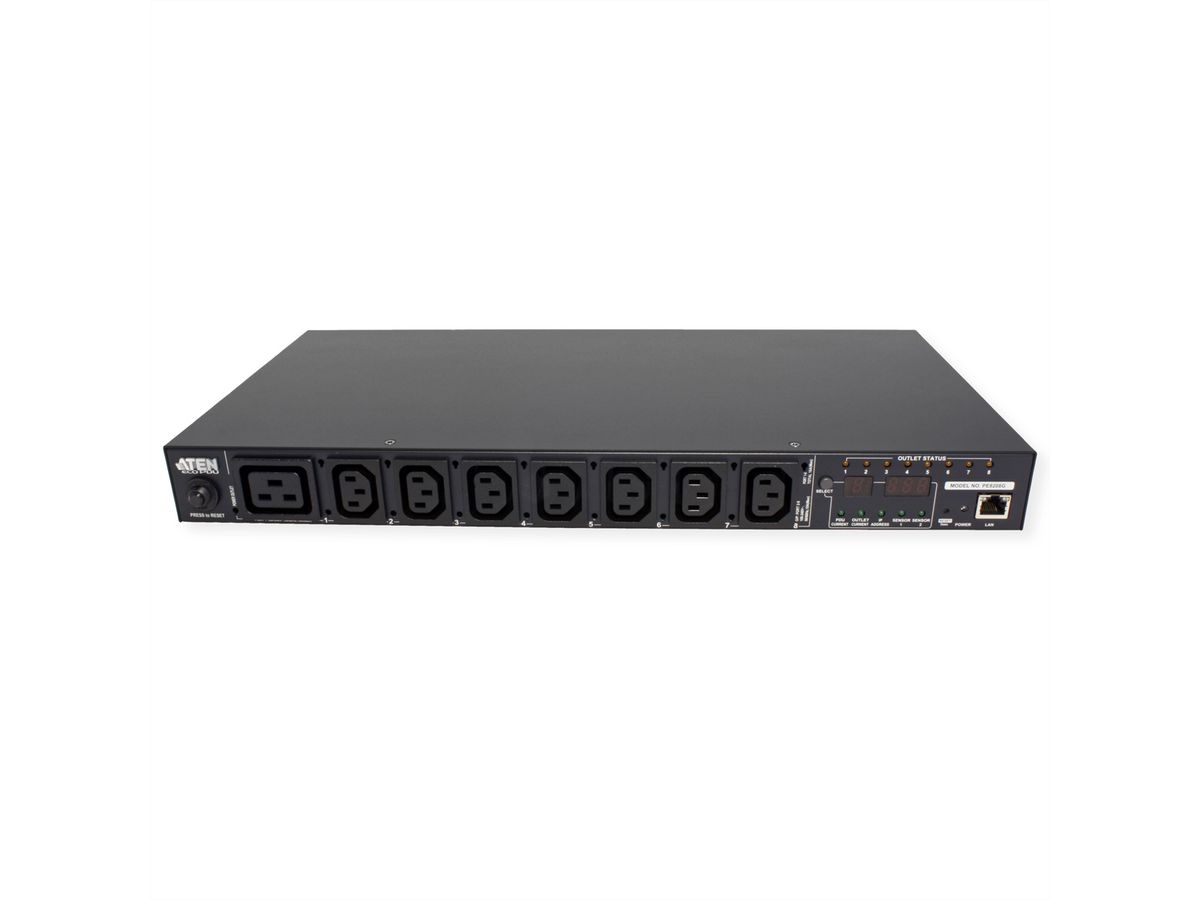 ATEN PE8208G PDU 8-poorts, 1HE, 7xC13 + 1xC19, 16A, enkele poortmeting