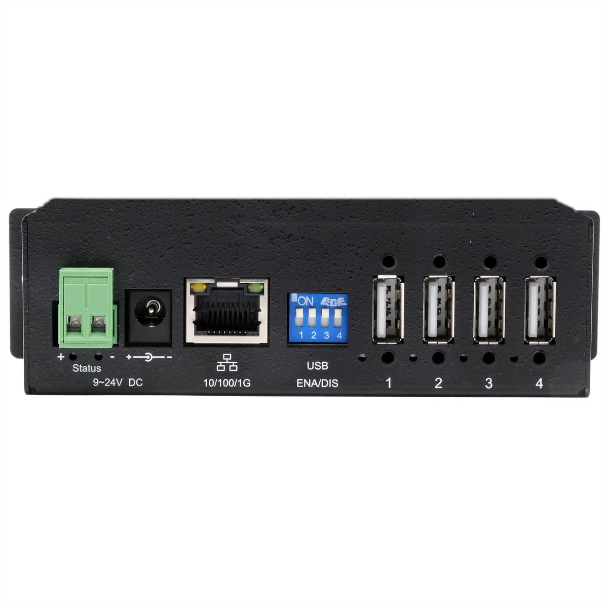 EXSYS EX-6003HMVS Apparaatserver 4x USB 2.0, 9V-24V DC-ingang, metalen behuizing