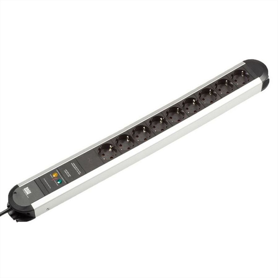 BACHMANN PRIMO socket strip 9x earthing contact aluminium full device protection, 1.75 m
