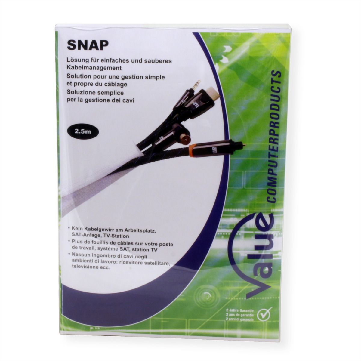 VALUE stoffen slang SNAP voor kabelbundeling, wit, 2,5 m
