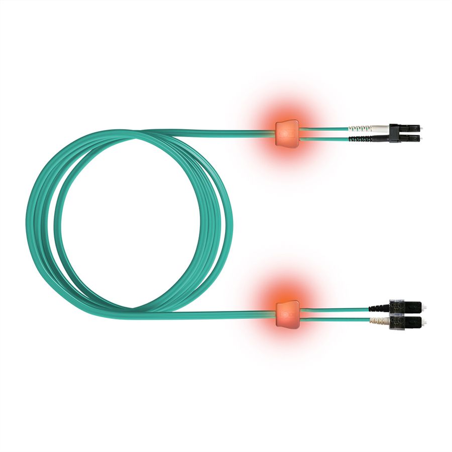 EasyLan Patch cables LED-Duplex 50/125µm OM3, LC/SC, turquoise, 1 m
