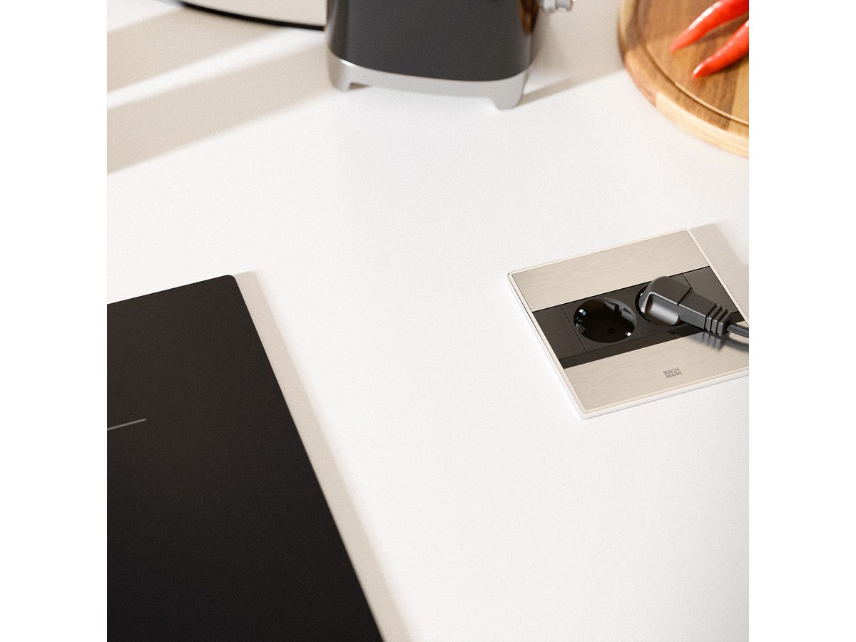 BACHMANN SENSE Edelstahl-Optik 2xCEE7/3, L=2,0m AEH