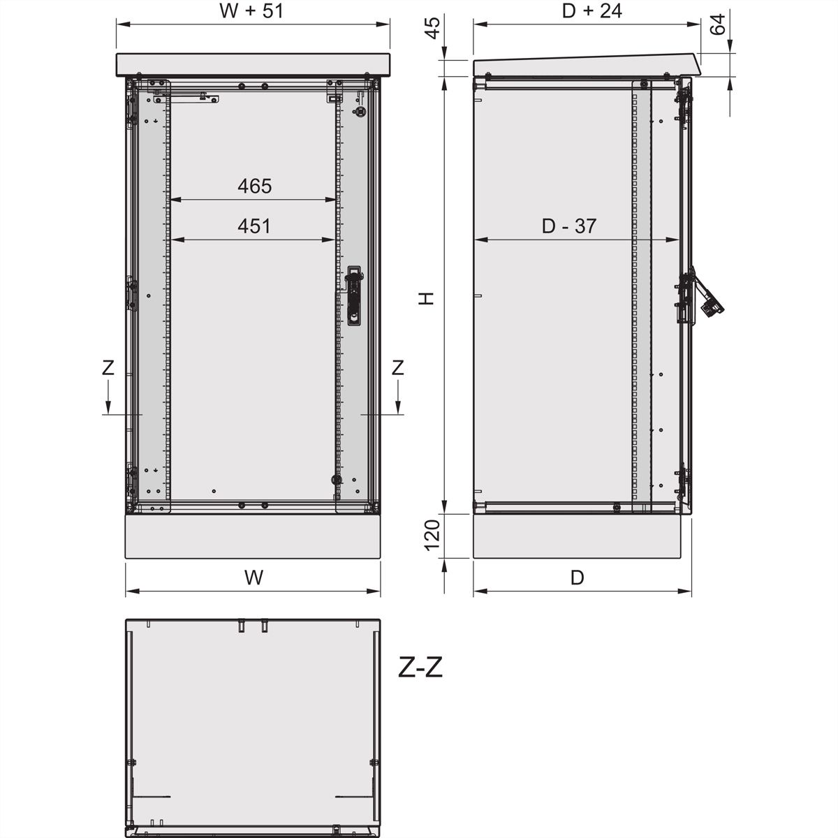 SCHROFF Outdoor Comline ECL kast met sokkel, 600H 600B 500D