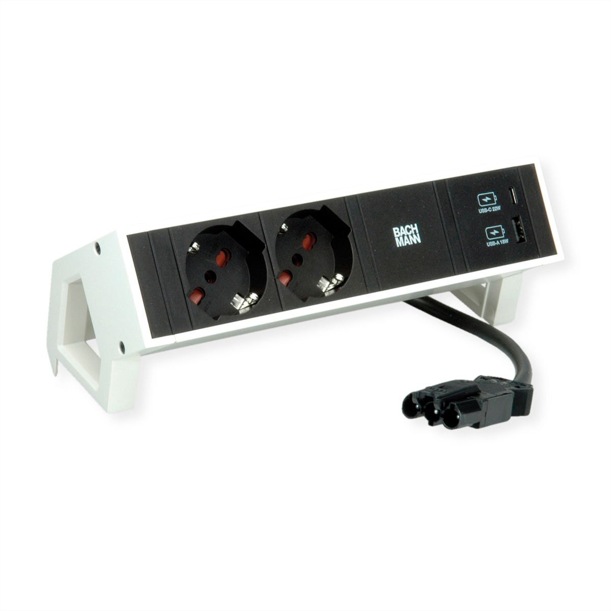 BACHMANN DESK2 2xP40 1xUSB A/C 22W, 0.2m GST18 RAL9010 Italia