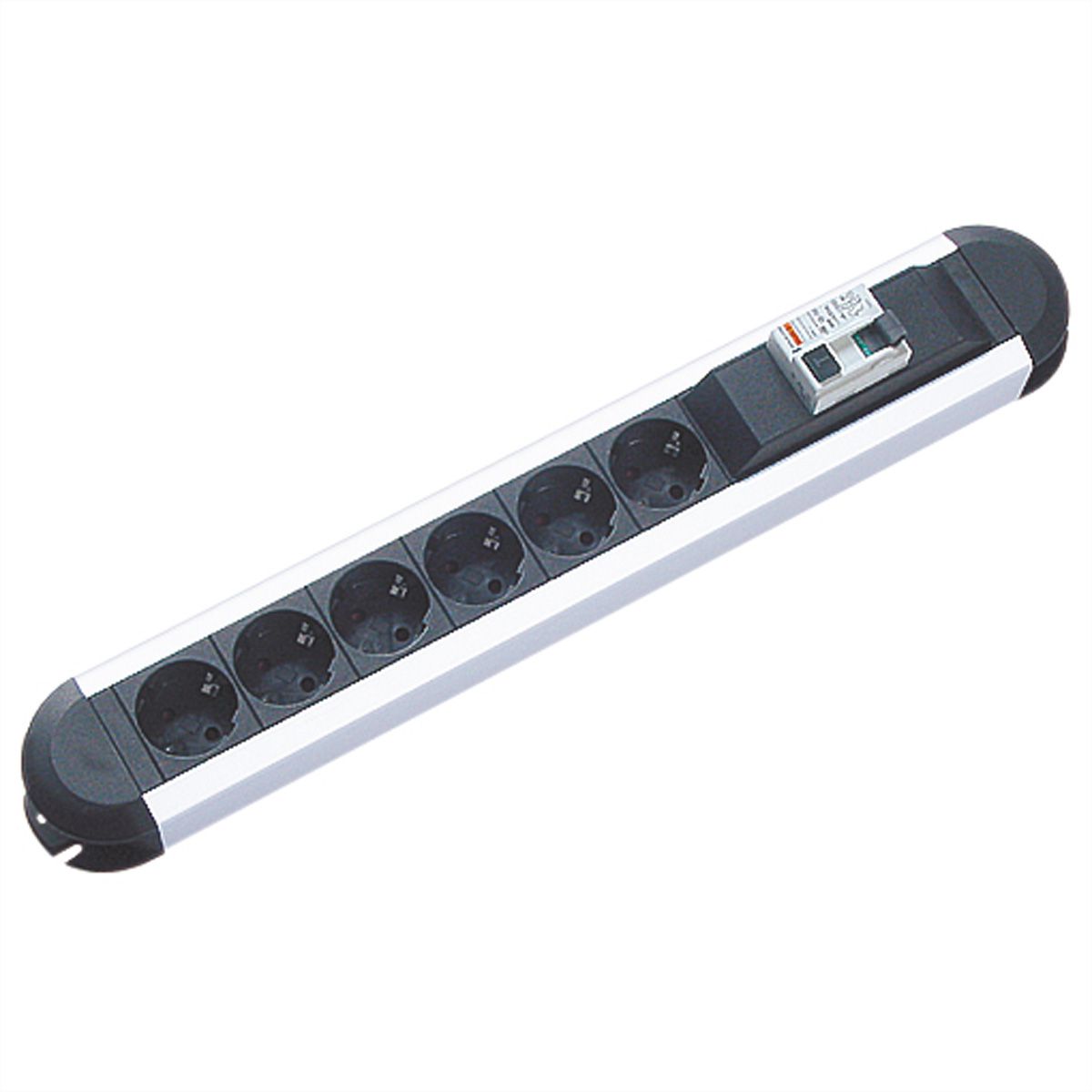 BACHMANN PRIMO RCD socket strip 6x earthing contact 1xRCD protection, aluminium, 2 m
