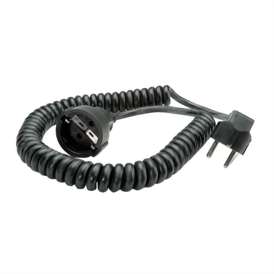 BACHMANN earthing contact spiral extension 230V/16A, black, 4 m