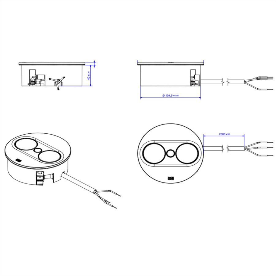 BACHMANN TWIST2 2xUTE 2.0m AEH RAL9005 30GE round