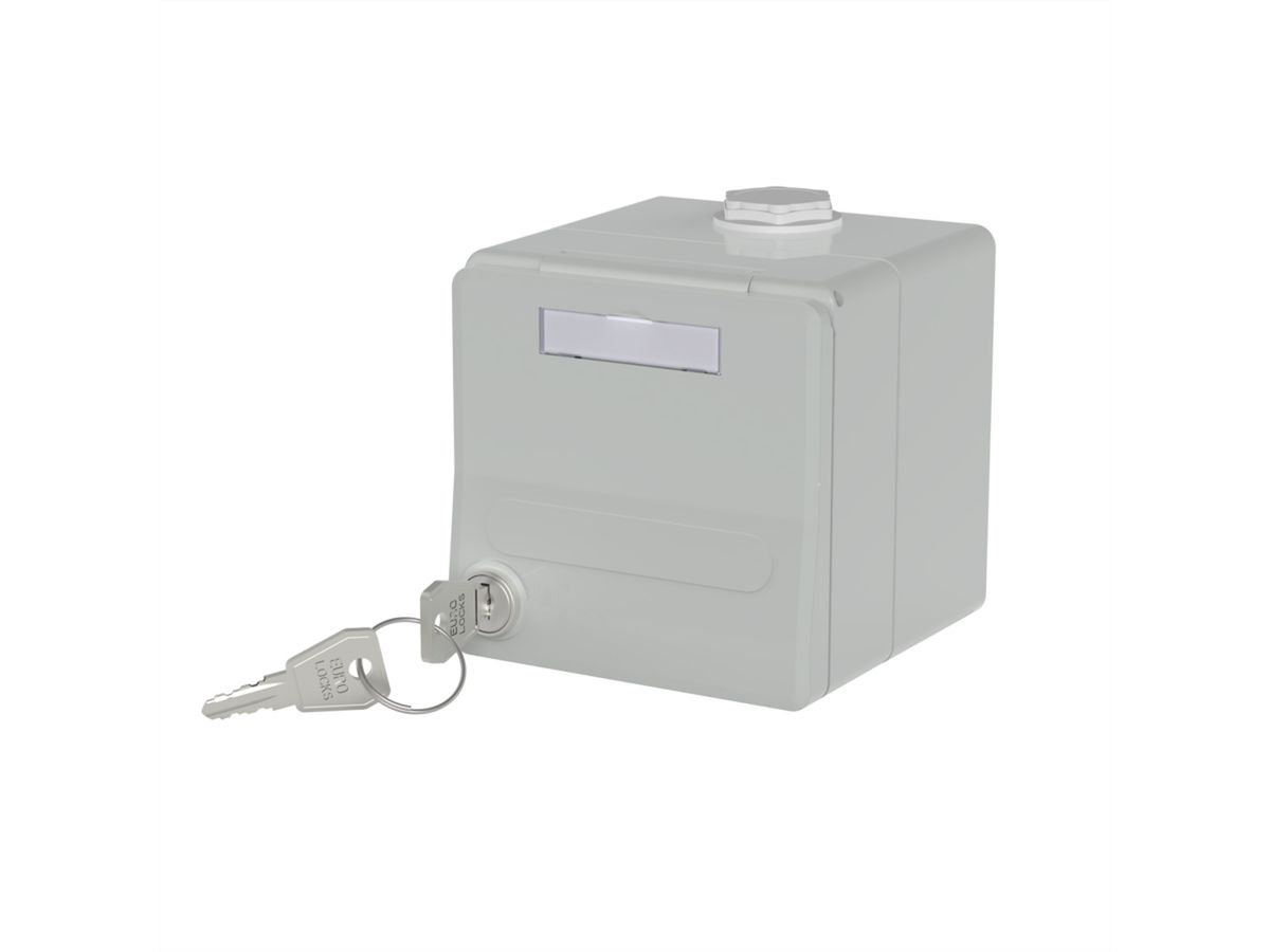 METZ CONNECT IP44 surface-mounted module housing, hinged cover & lock, 2 port unequipped for Keystone, grey