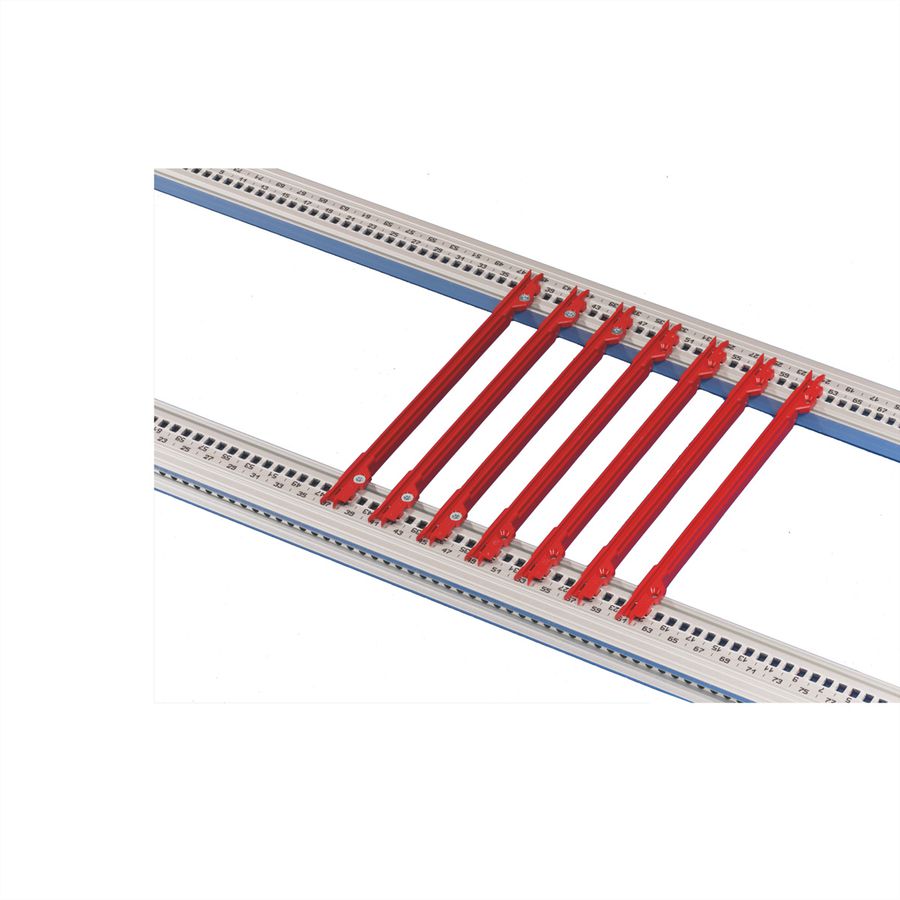 SCHROFF geleiderail, 4,4" printplaat type, kunststof, 160 mm, 2,5 mm groefbreedte, rood, 50 stuks