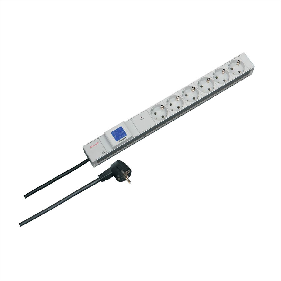 SCHROFF contactdoosstrook, SCHUKO/UTE, lokale aanduiding, 6 x SCHUKO/UTE stopcontacten
