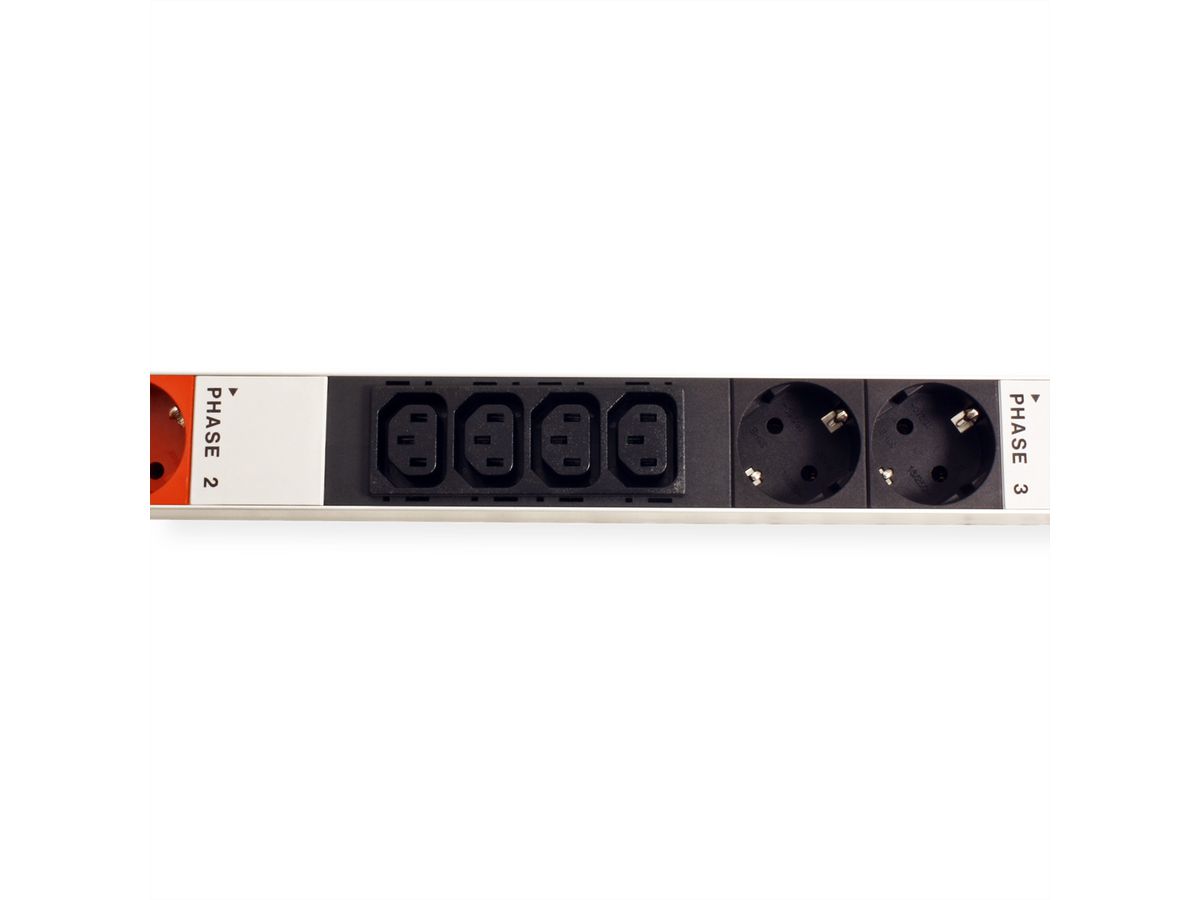 BACHMANN IT PDU ALU 0HE 12x C13 6x geaard contact 3x 16A CEE rood