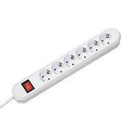 BACHMANN SMART socket strip 6x earthing contact, switch, white, 1.5 m