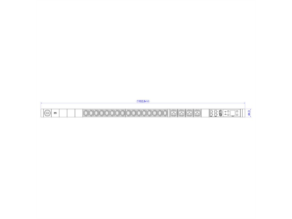 BACHMANN BN3000 16xC13 4xC19, Measurement p.Ph.3m H05VV-F 3G2,5 CEE 16A Lan
