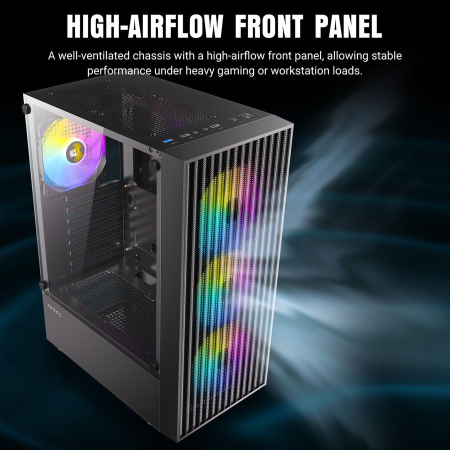 ANTEC AX27 RGB Elite PC case Midi Tower Gaming ATX, black