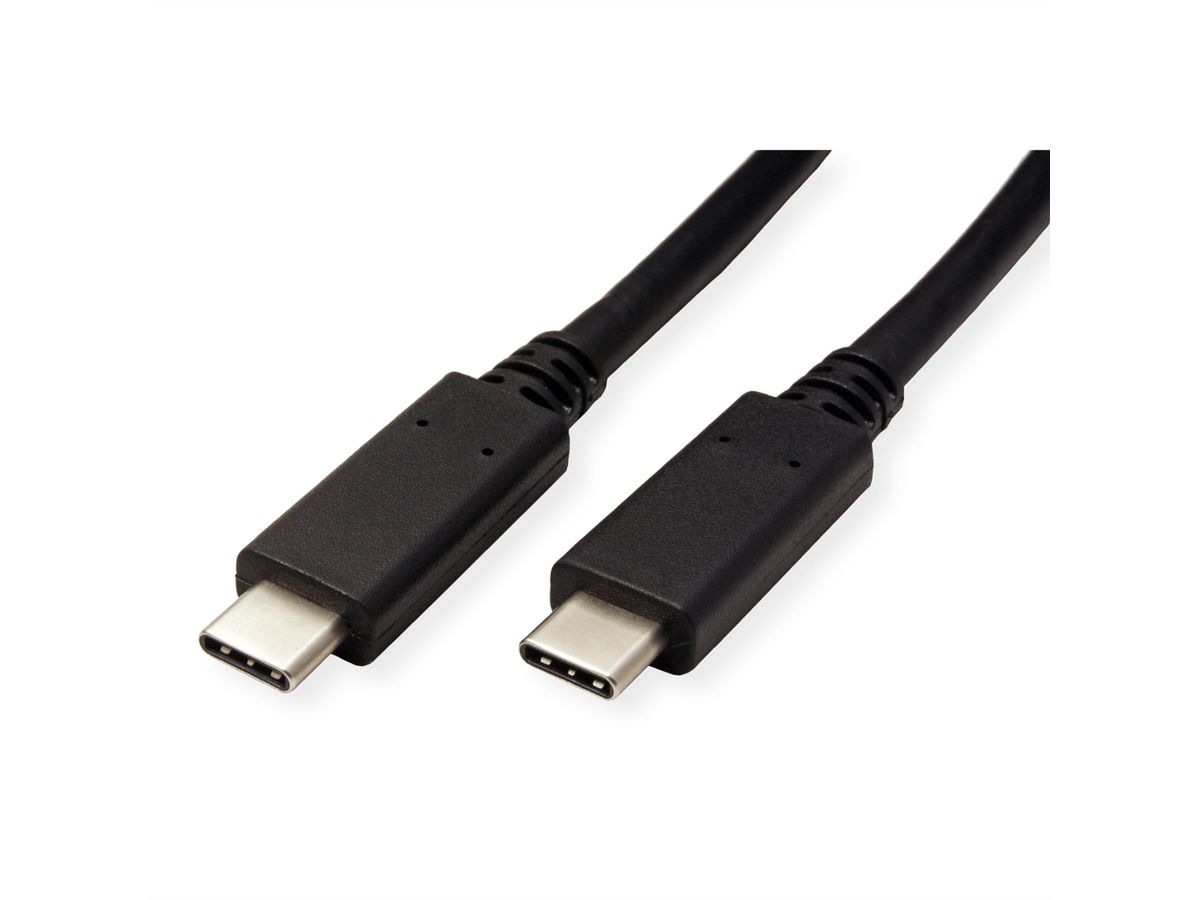 ROLINE GREEN USB 3.2 Gen 2 Cable, PD (Power Delivery) 20V5A, with Emark, C-C, M/M, black, 1 m