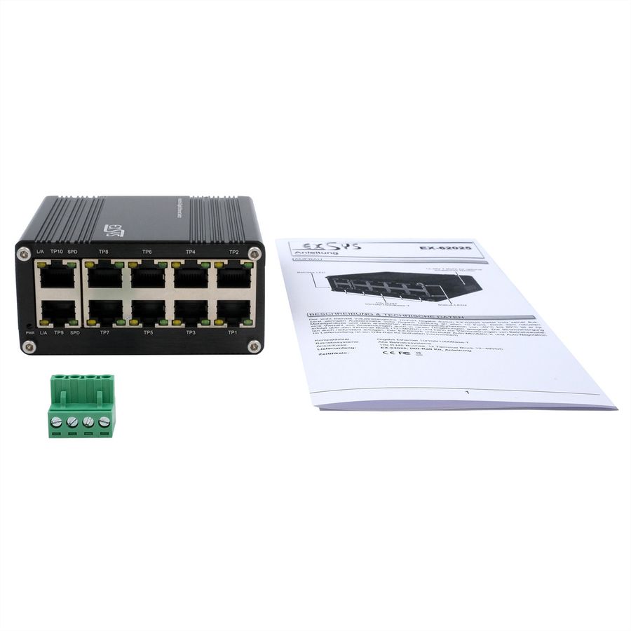 EXSYS EX-62025 10-poorts Industriële Ethernet Switch