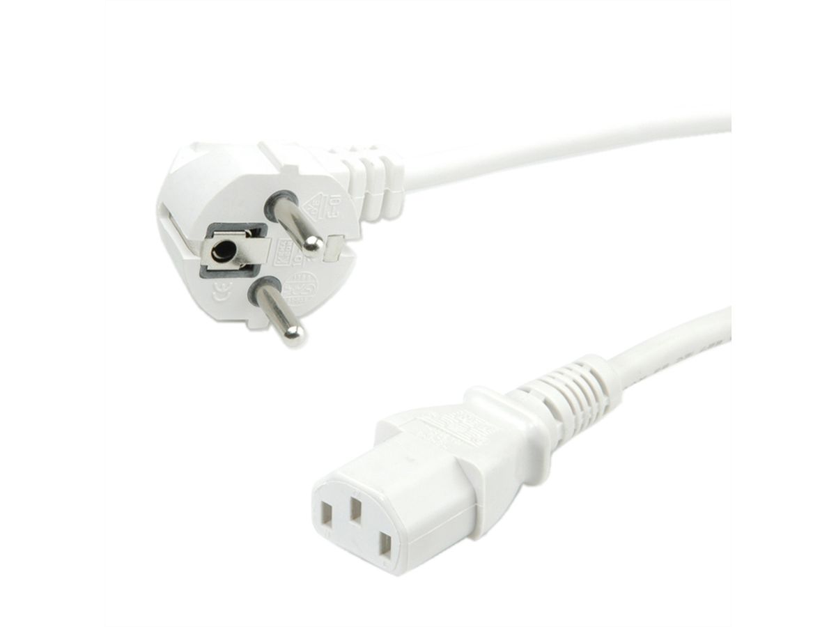 VALUE Power Cable, straight IEC Conncector, white, 0.6 m