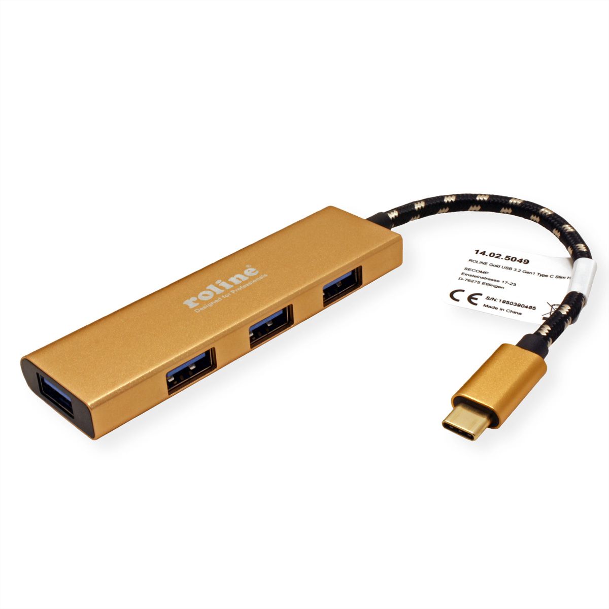 ROLINE GOLD USB 3.2 Gen 1 Hub, 4 poorts, type C aansluitkabel