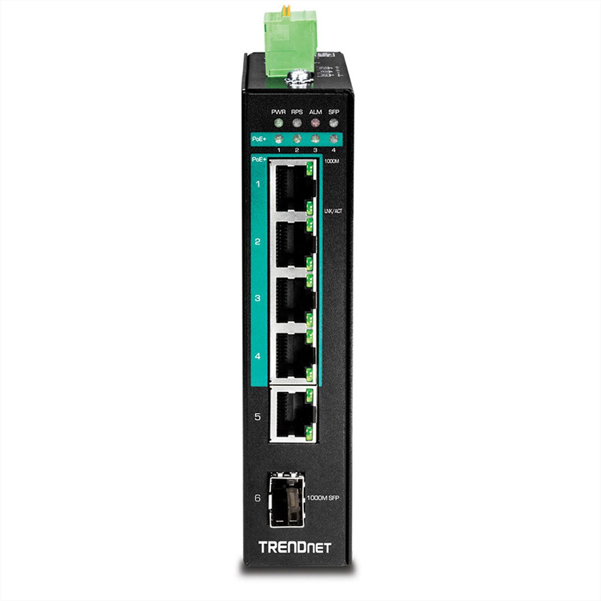 TRENDnet TI-PG541 5-Port Hardened Industrial Gigabit PoE+ DIN-Rail Switch