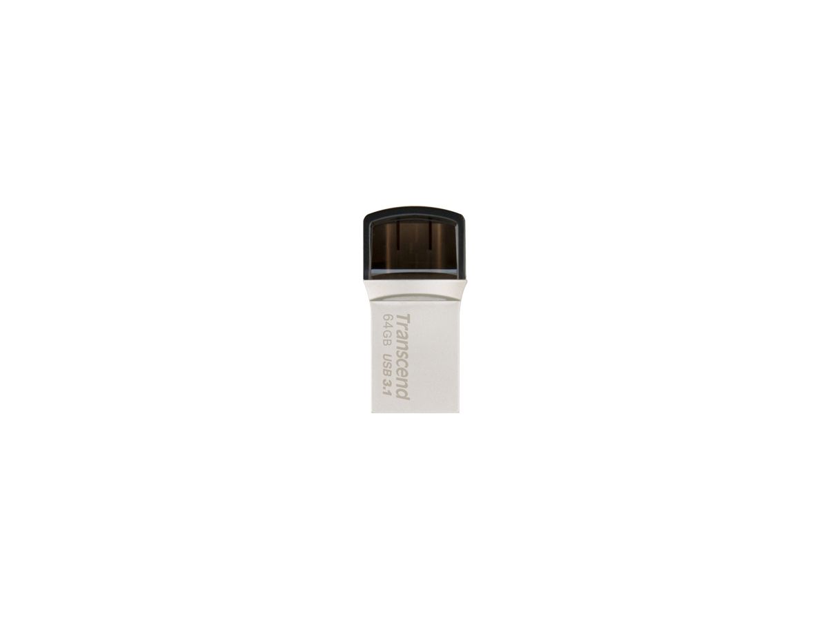 Transcend JetFlash 890 64GB USB flash drive USB Type-A / USB Type-C 3.2 Gen 1 (3.1 Gen 1) Zwart, Grijs