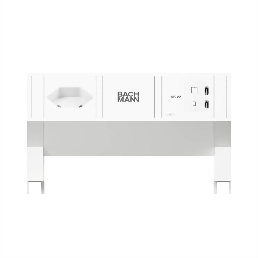 BACHMANN DESK2 white 1xCH 90°, 1xUSB C/C 45W L=0,2m RAL9010