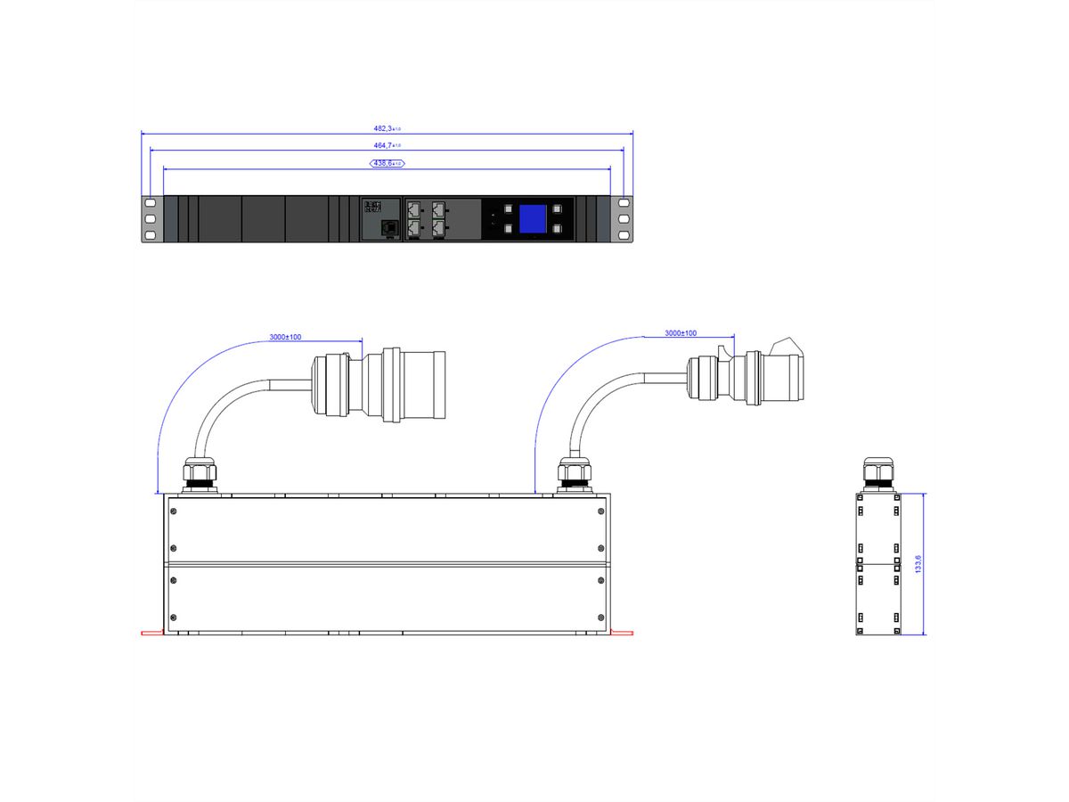 BACHMANN BN3000-XXL Slave 2x3m CEE 32A, Meting per fase, diff meting