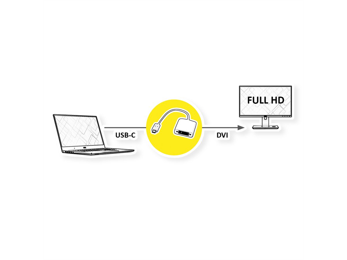 ROLINE Beeldscherm Adapter USB Type C - DVI