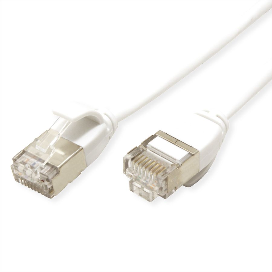 ROLINE U/FTP DataCenter Kabel Cat.7, LSOH, met RJ45 connectoren (500 MHz / Class EA), extra dun, wit, 0,5 m