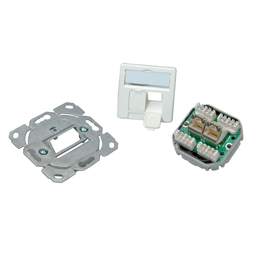 TELEGÄRTNER Dozen AMJ45 Inbouw/50 2x RJ-45 Cat.6 (Class E), wit, (A+B+C)