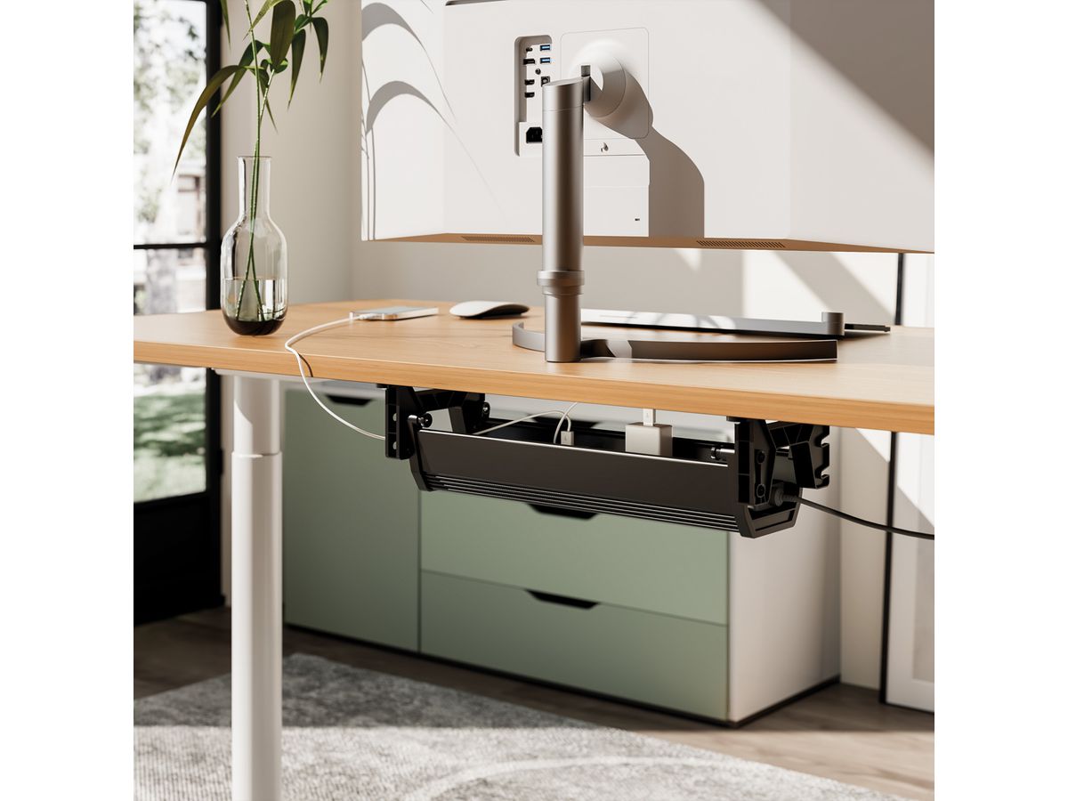 ROLINE Easy2Open kabelgoot, Montage onder tafel , zwart, 44,9 cm