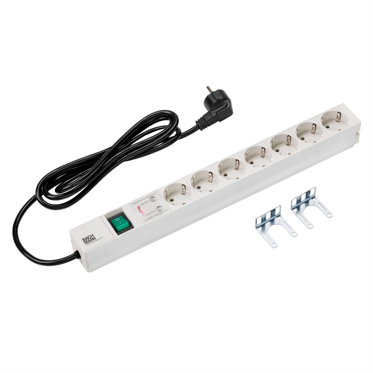 BACHMANN 19" socket strip 7-fold with ÜS with switch