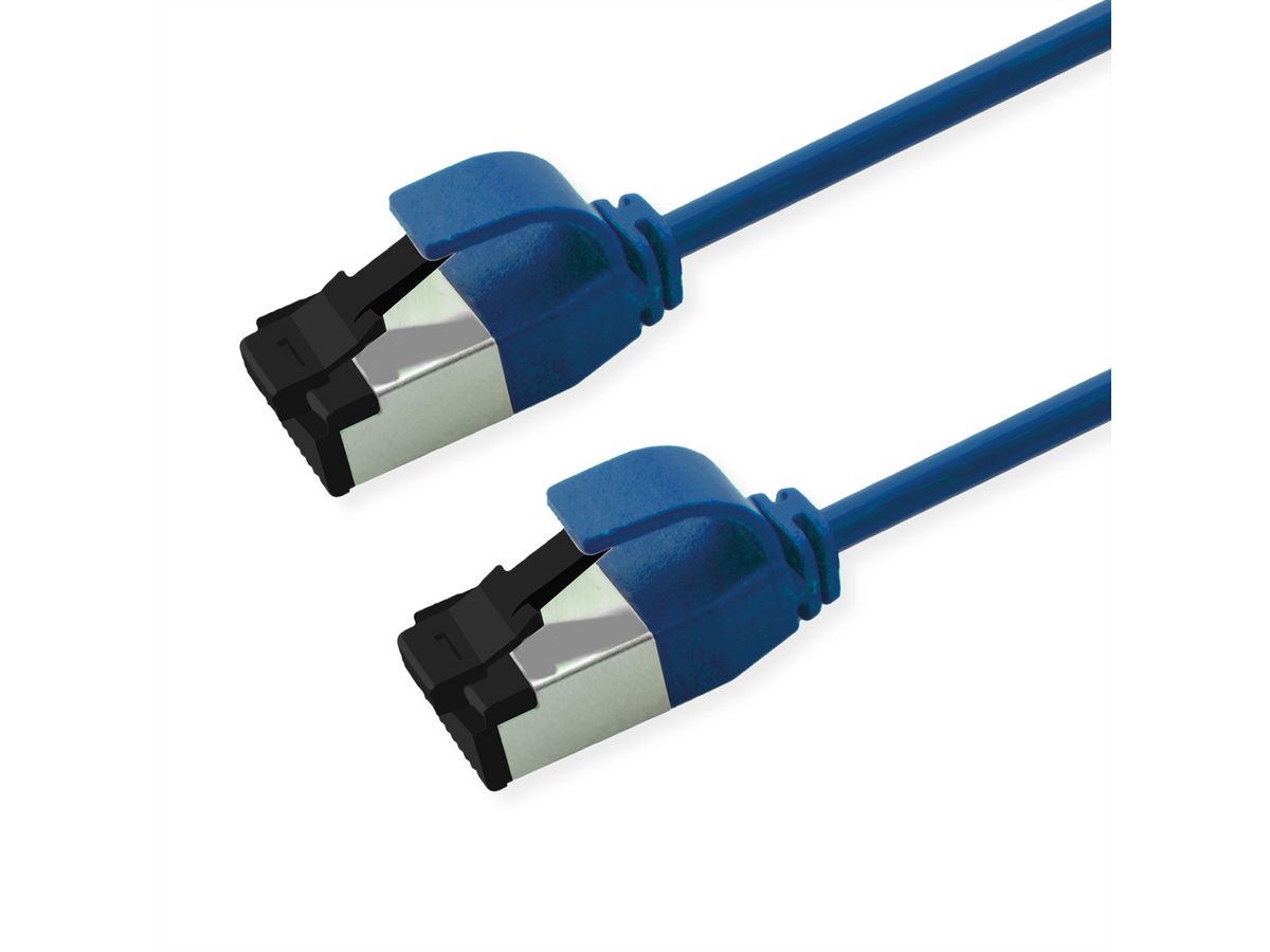 ROLINE S/FTP Patch Cord Cat. 8.1 (Class I), LSOH, Slim, PoE, blue, 0.5 m