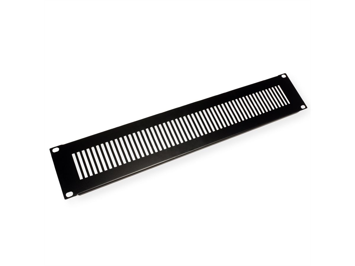 19” Rack Front Ventilation Panel, 2U, Metal, black