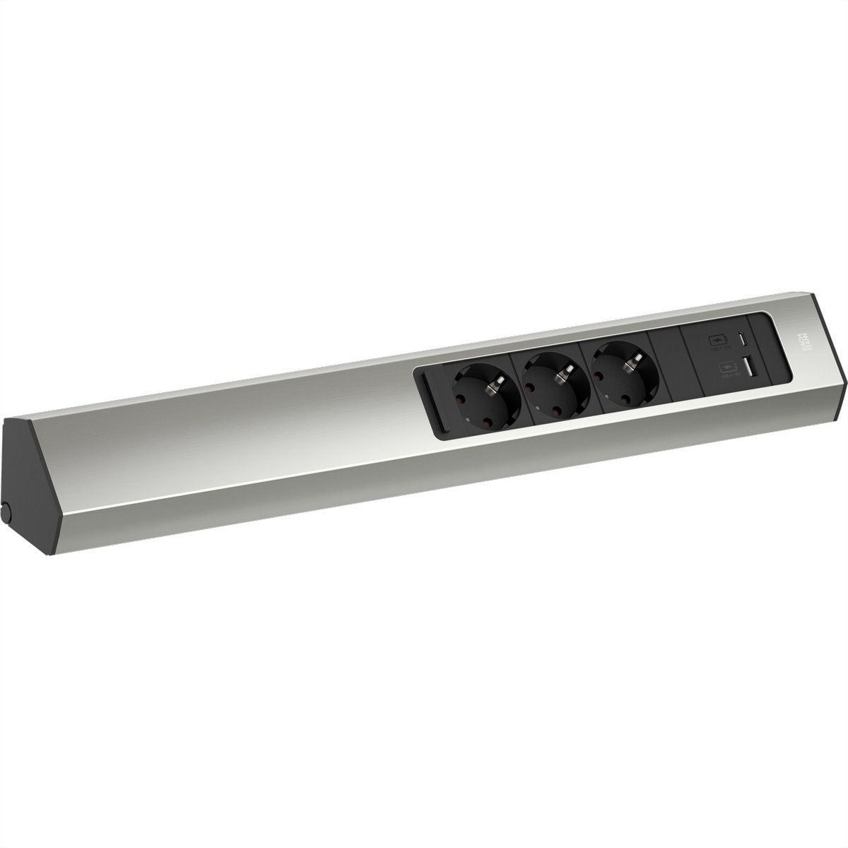 BACHMANN CASIA 2 3xCEE7/3 1xUSB A/C 22W 2.0m AEH stainless steel look
