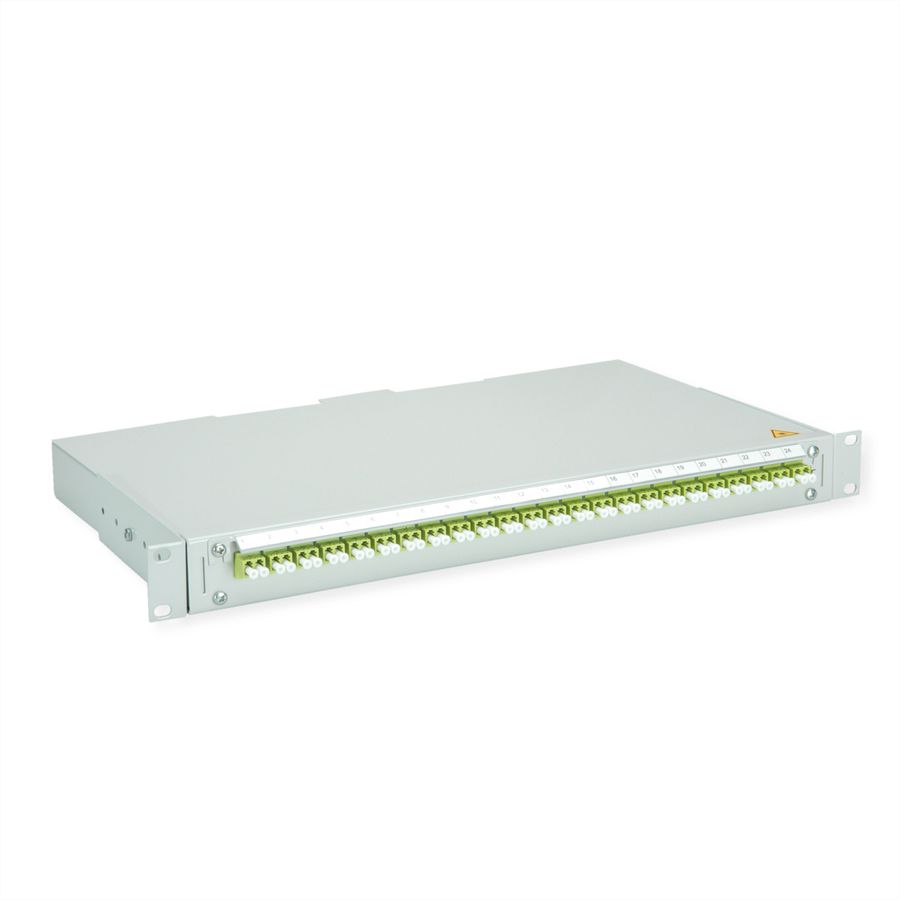 TELEGÄRTNER BASIS V LWL-Panel mit Kupplungen & Pigtails, 24x LC Duplex, lindgrün, OM5