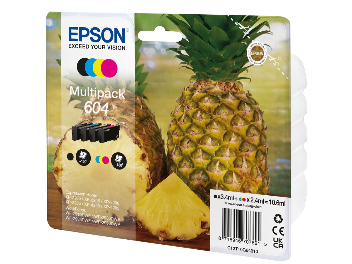 Epson 604 inktcartridge 4 stuk(s) Origineel Normaal rendement Zwart, Cyaan, Magenta, Geel