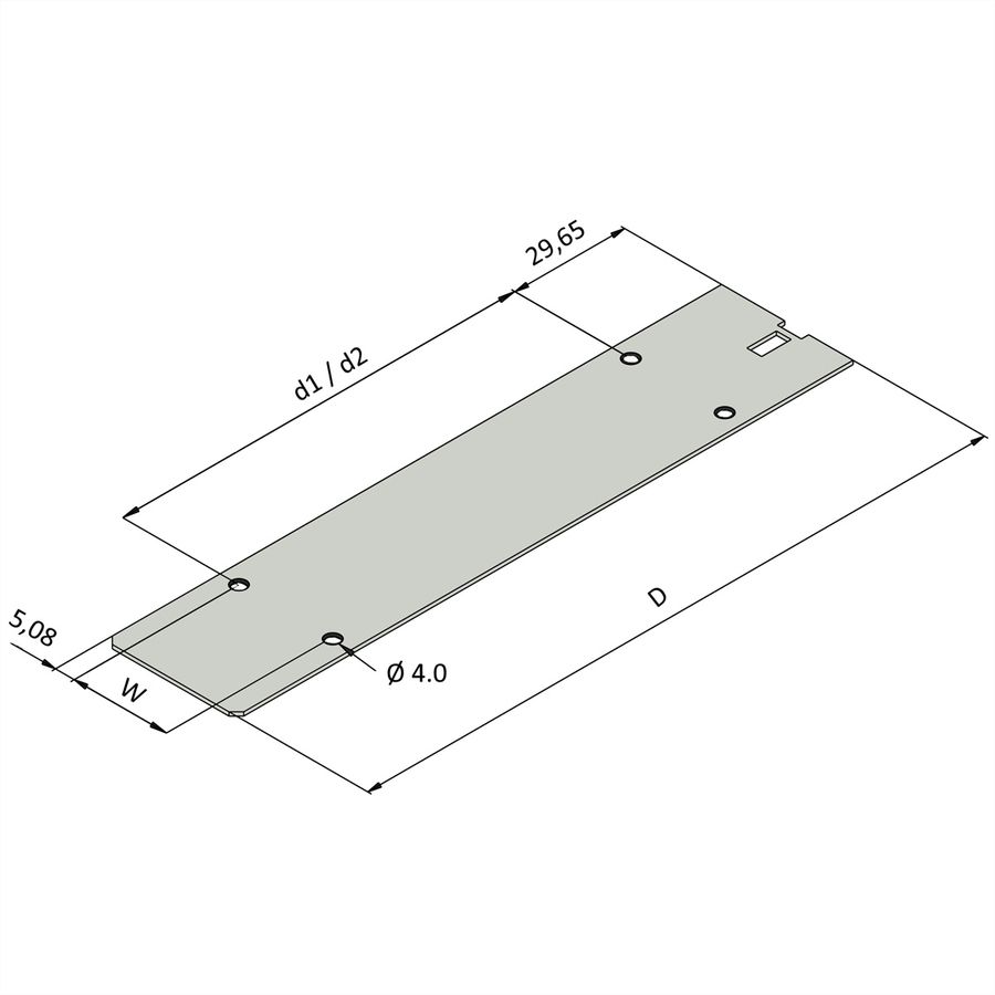 SCHROFF afdekplaat voor insteekmodule met frame, zonder perforatie, 14 pk, 167 mm