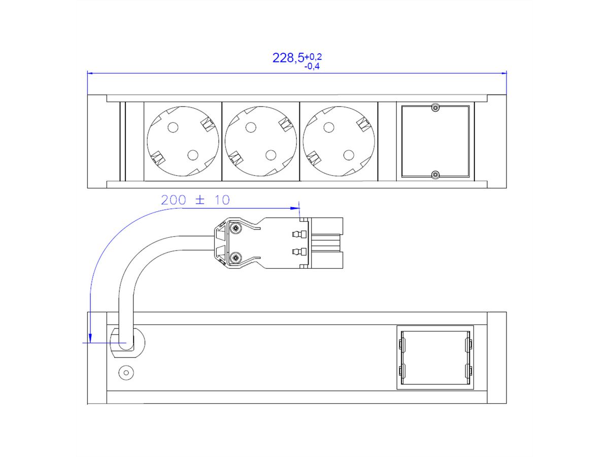 BACHMANN VENID 3x geaard contact, 1x ABD, zwart