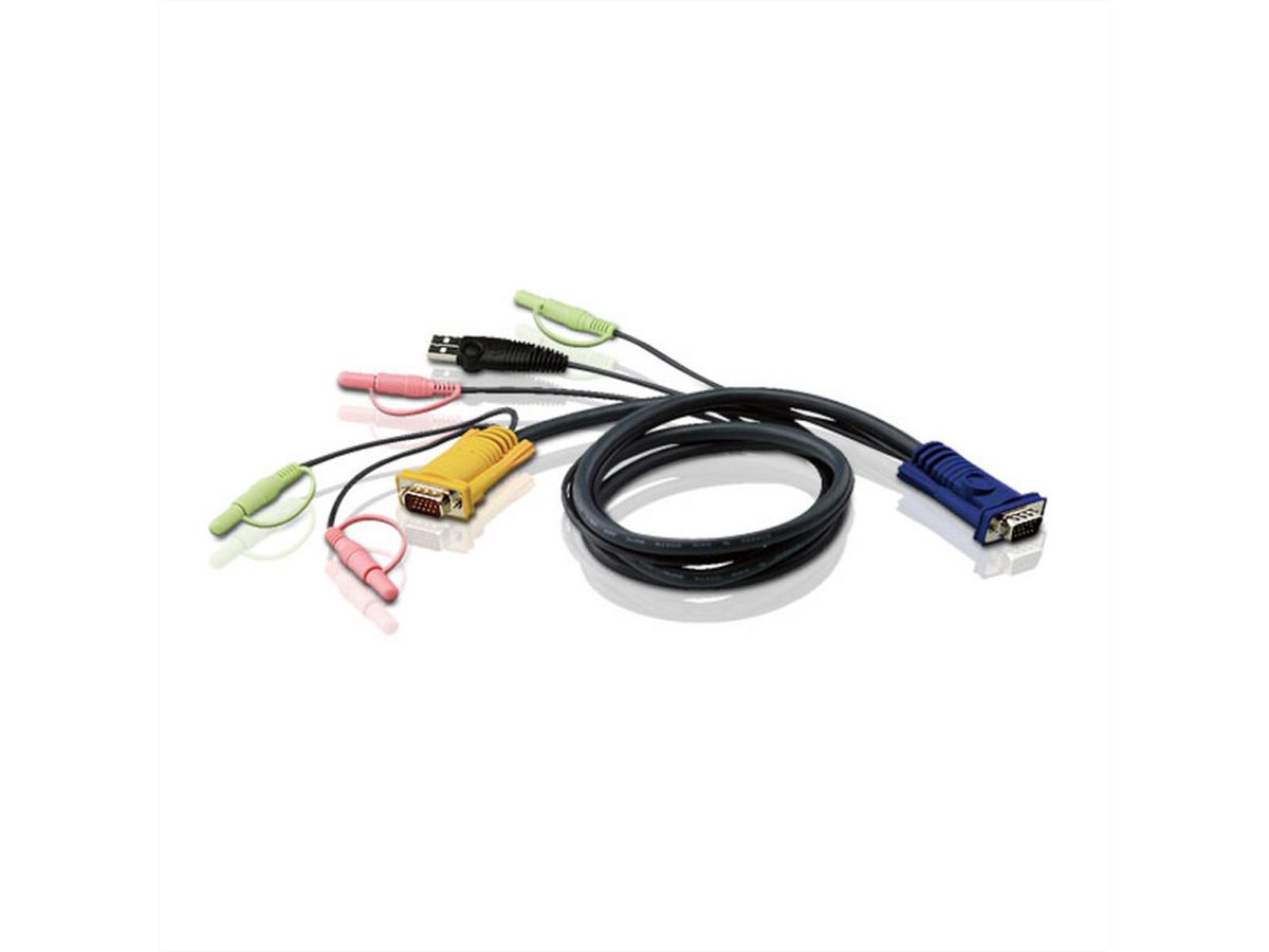 ATEN 2L-5302U KVM Kabel VGA, USB und Audio, schwarz, 1,8 m